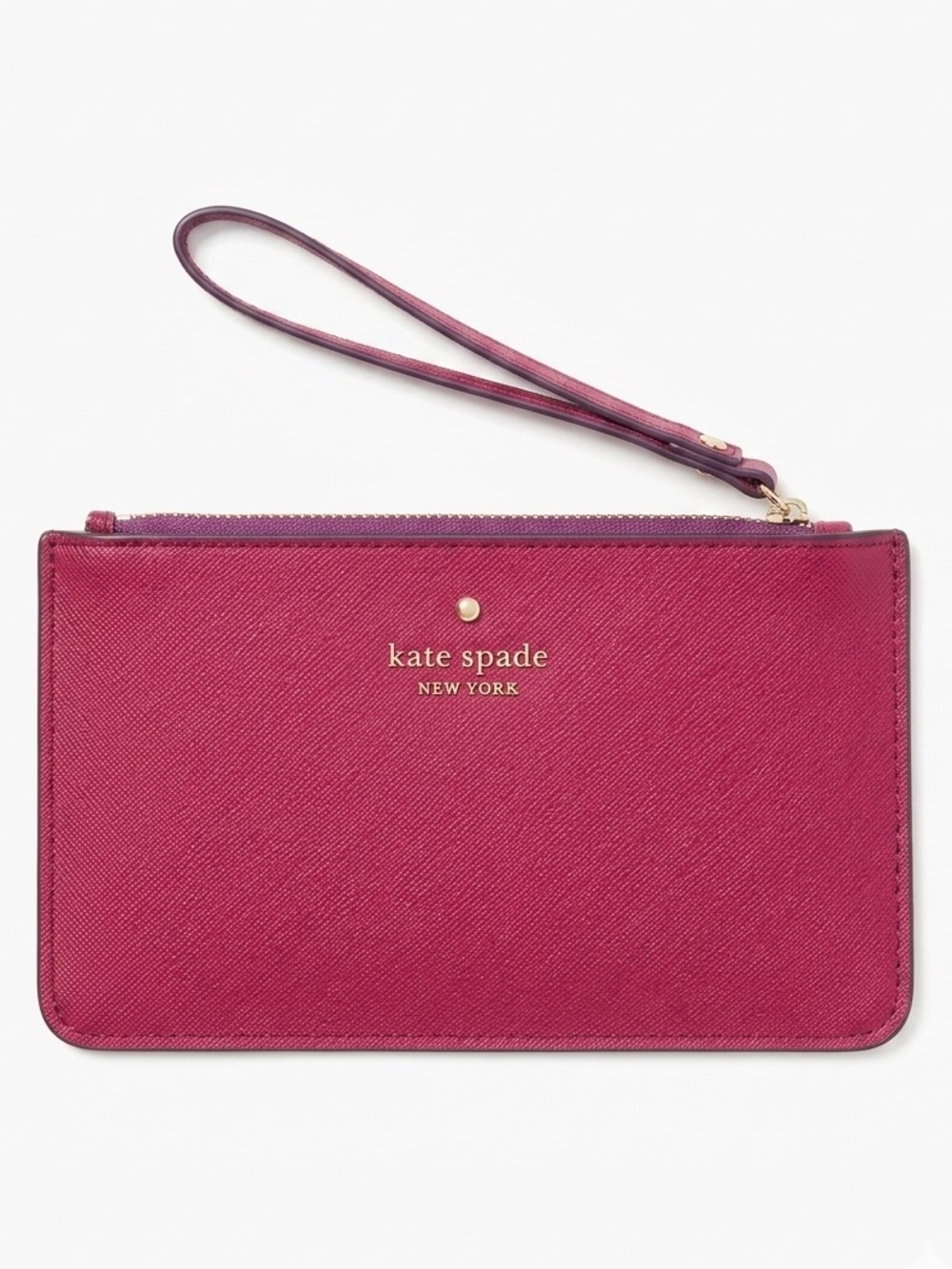 Kate Spade Red Saffiano Leather Wristlet with Gold Hardware